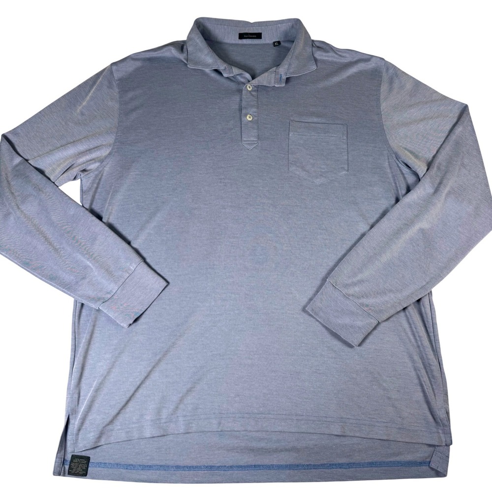 Turtleson Polo Shirt Mens XL‎ Blue Modal Long Sleeve Golf Resort Quiet Luxury